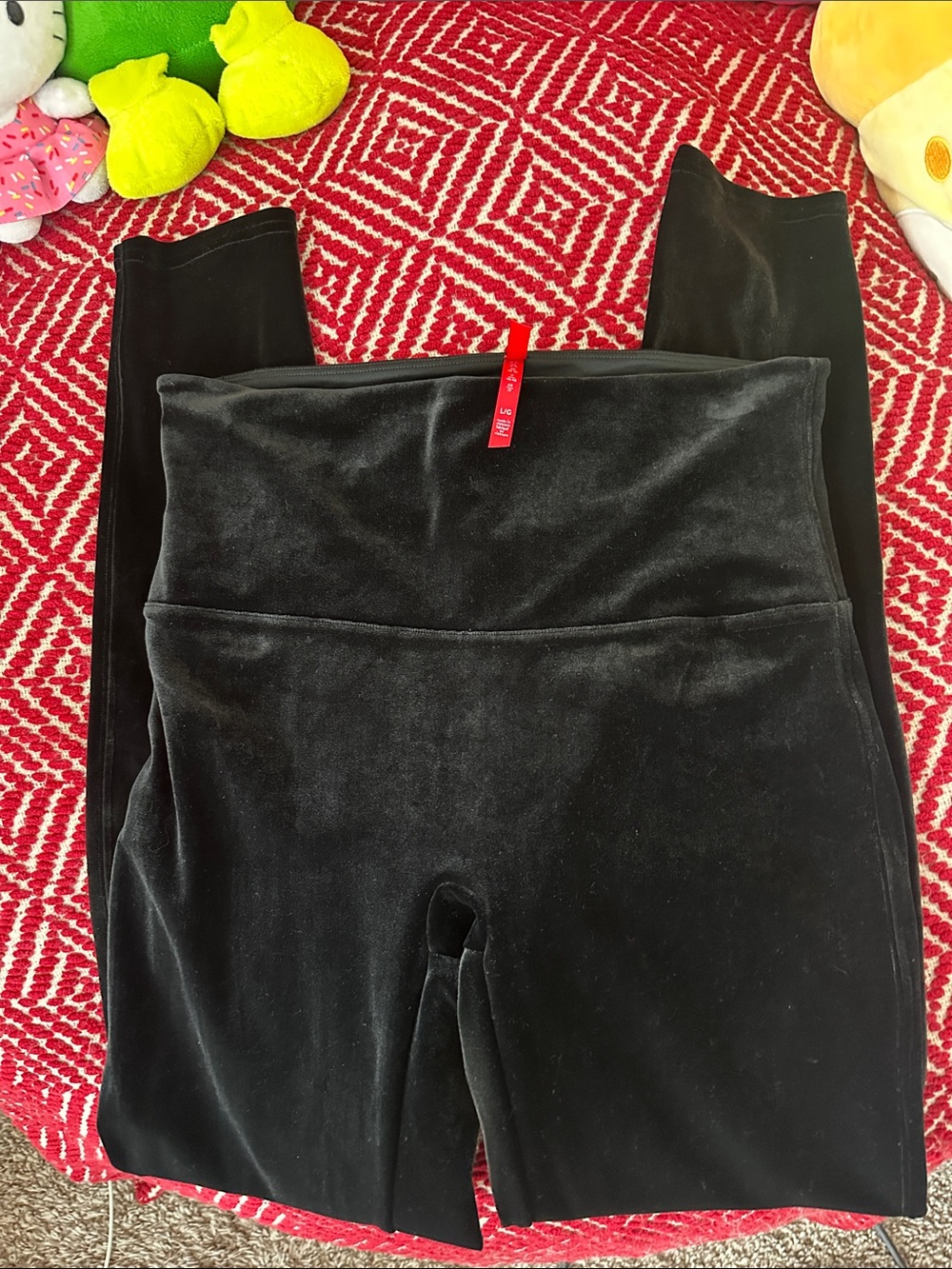 SPANX Black Velvet High-Waist Leggings Large